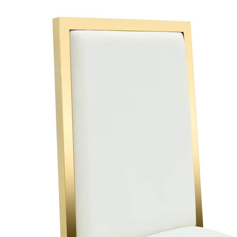 17.3" Black PU Dining Chairs with Gold Metal Legs, Set of 4