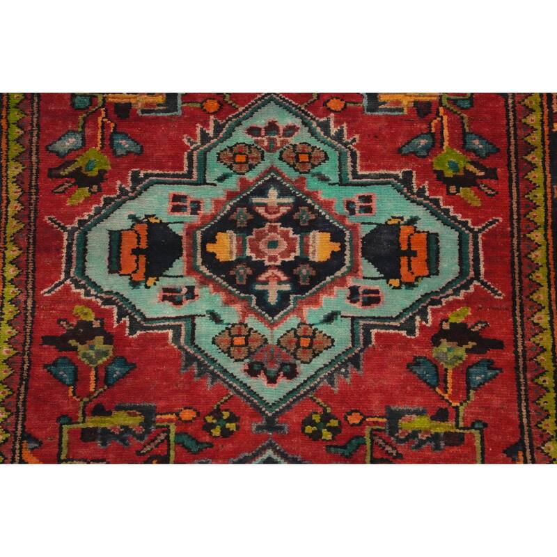 Hand Knotted Oriental 100% Wool Carpet Traditional Floral Red Lilian Runner Rug - 9' 5'' X 3' 0''