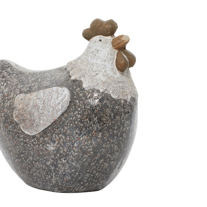 Gray Polystone Indoor Outdoor Chicken Decorative Garden Sculpture