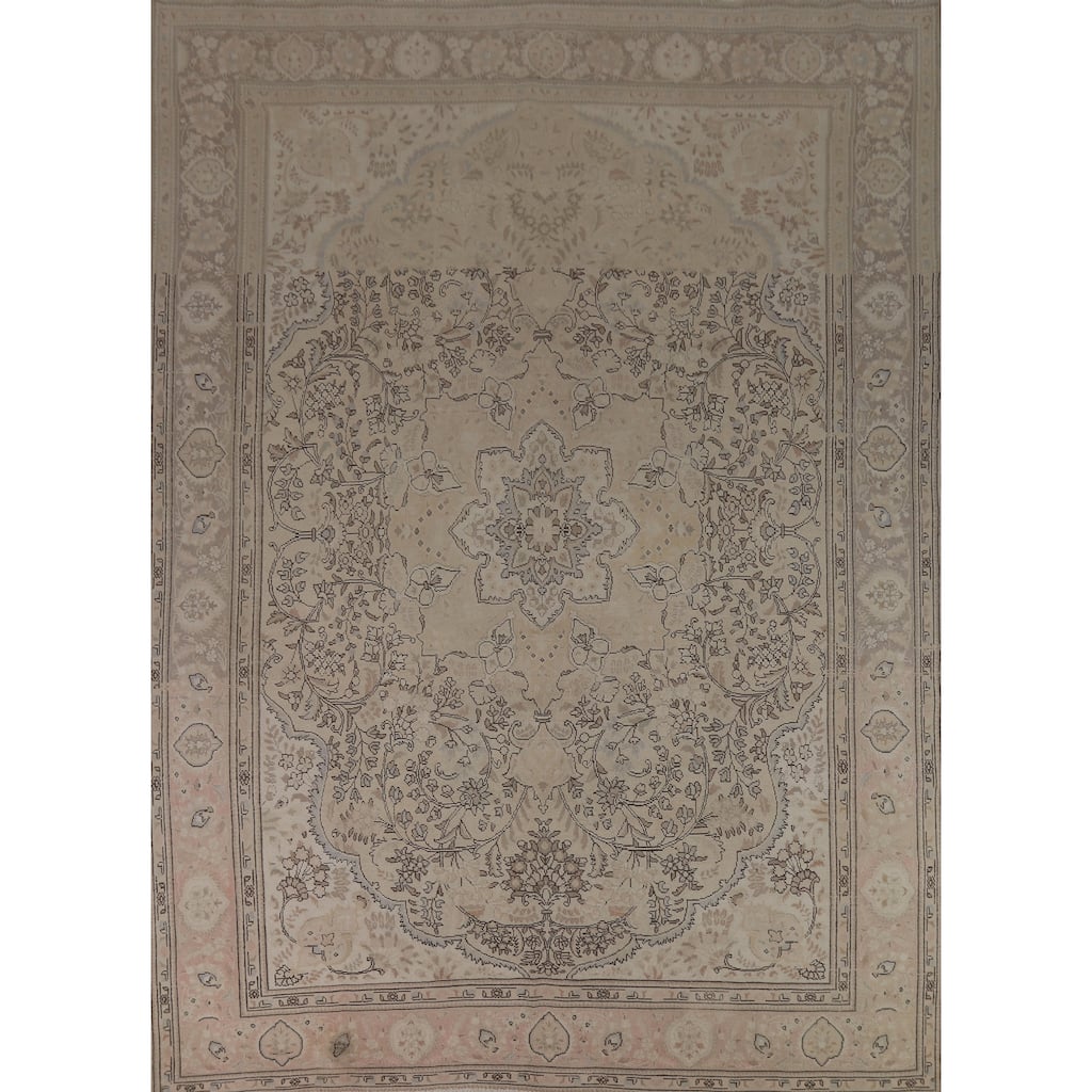 Floral Tabriz Persian Rug Handmade Traditional Wool Carpet - 9'7"x 11'10"