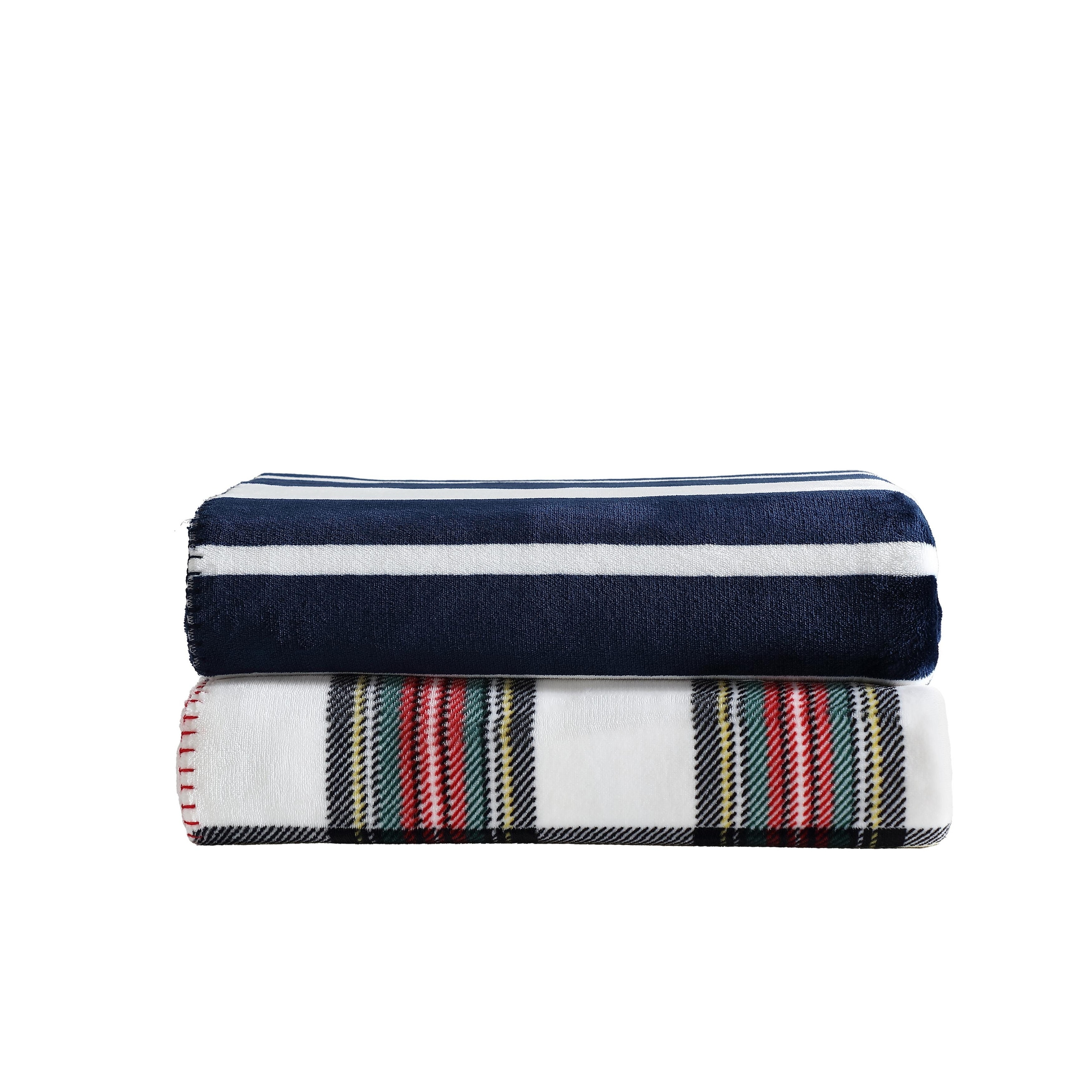Nautica Plush Fleece Reversible Throw Blanket