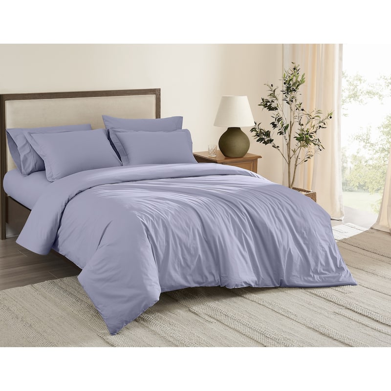 Brooklyn Loom Tight-Weave Cotton Percale Duvet Set - Lavender - Twin - Twin XL