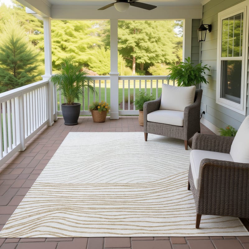 Machine Washable Indoor/ Outdoor Modern Arches Chantille Rug
