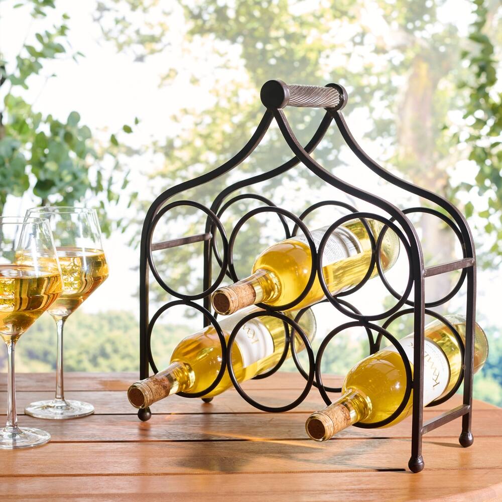 SAFAVIEH Floyd Iron 6 Wine Bottle Holder for Indoor & Outdoor Entertaining - 14"W x 6"D x 15"H