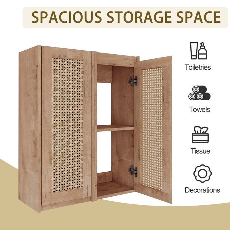 Modern Wall-Mounted Bathroom Side Cabinet, Space-Saving Floating Storage Cabinet with Reversible Door