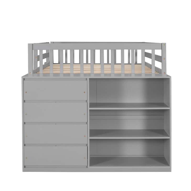 Bunk Bed with 4 Drawers and 3 Shelves