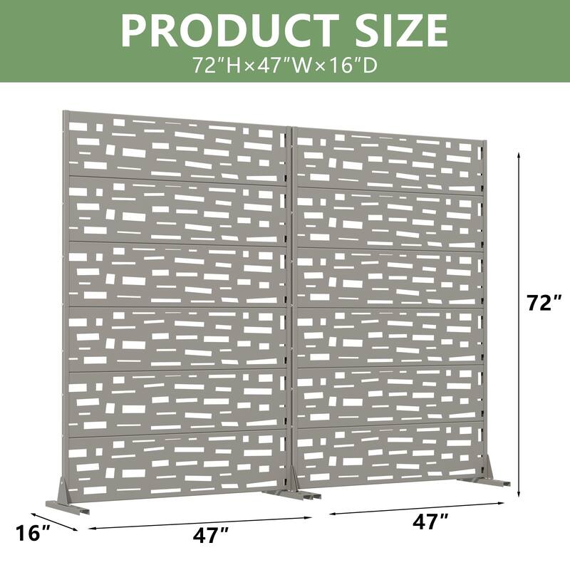 Outdoor Metal Privacy Screen Fence Panel Set of 2