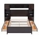 preview thumbnail 5 of 7, Full Size Wooden Bed With All-in-One Cabinet, Platform Bed with Storage Shelf, Daybed with Storage Drawers, Brown