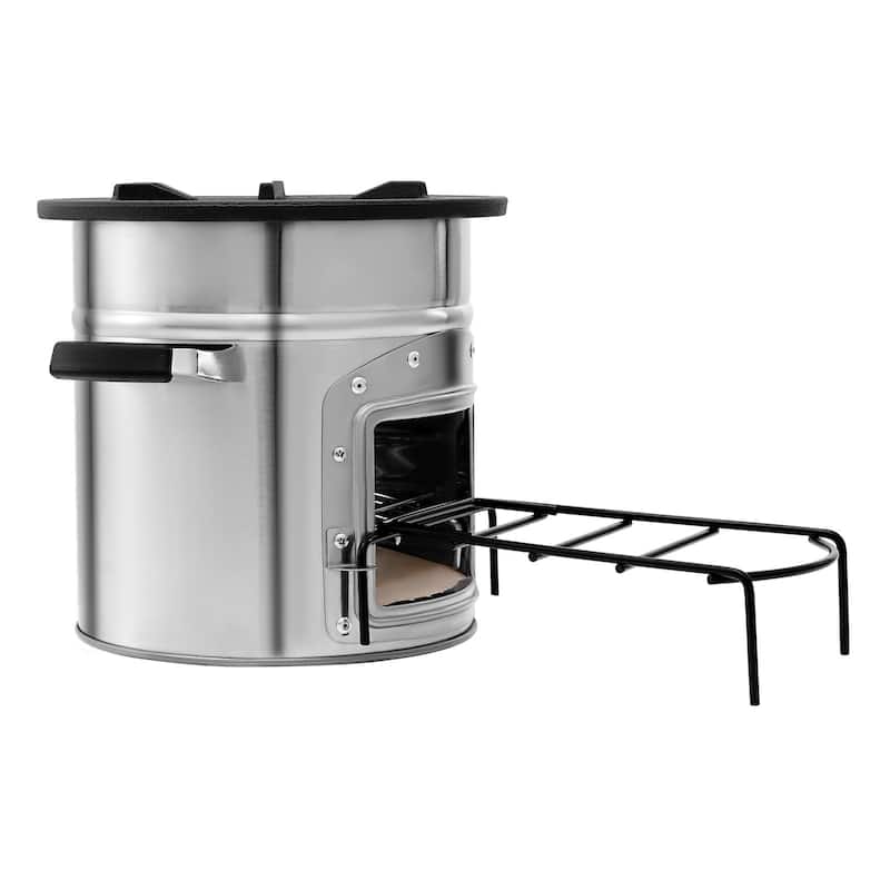 Portable Stainless Steel Rocket Stove for Camping, Wood Burning