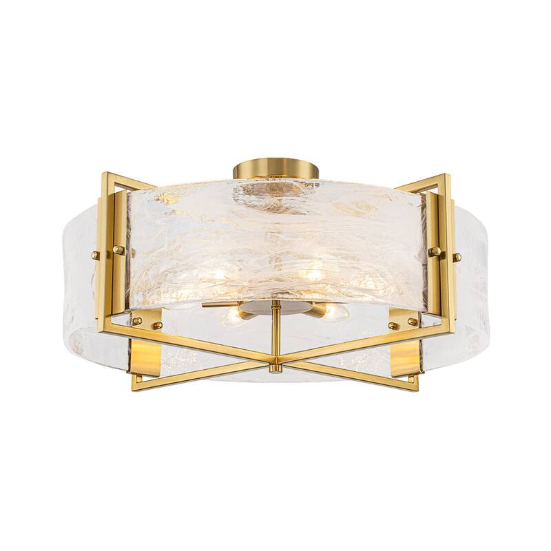 Modern Entryway 6-Light Glazed Glass Drum Semi-flush Mount