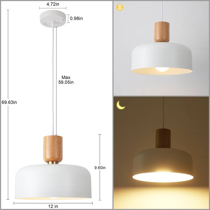 1-Light Industrial Pendant Light with Metal Shade for Bedroom Dining Room Kitchen