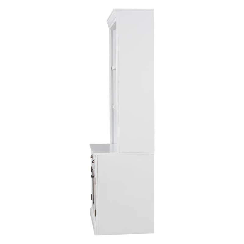 83.4" Modern Bookshelf Suite with LED Lights, Glass Doors, Drawers & Open Shelves, 2-Piece Storage Bookcase Set for Home Office