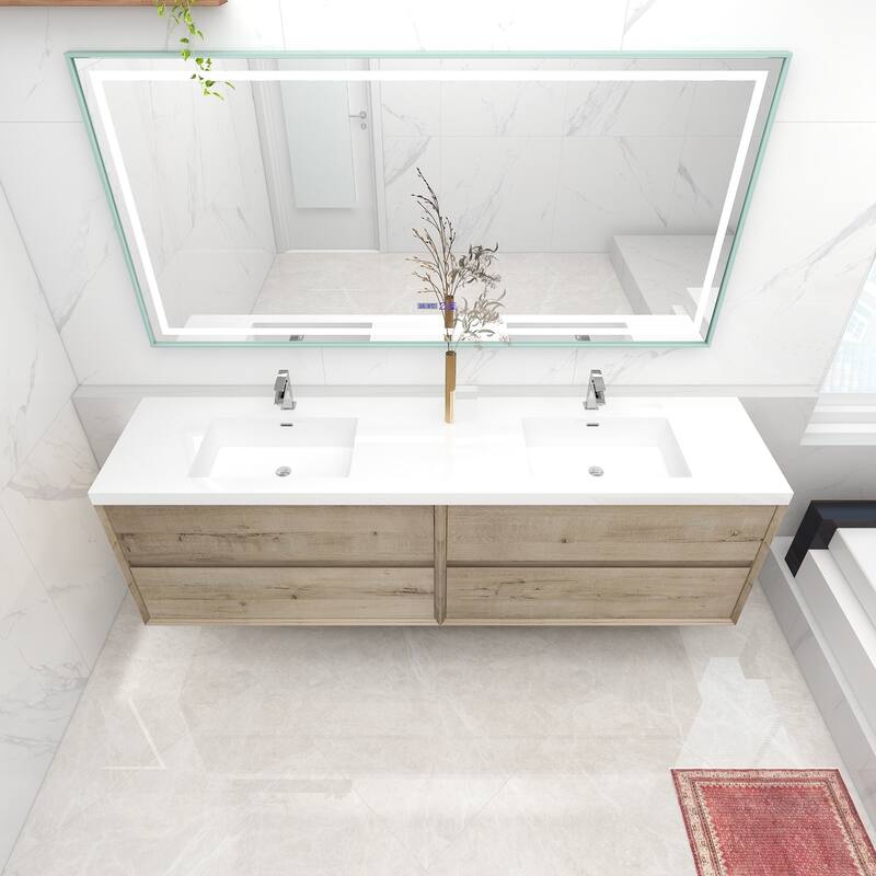 Selina 84" Wall Mounted Vanity with Double Sink - 84
