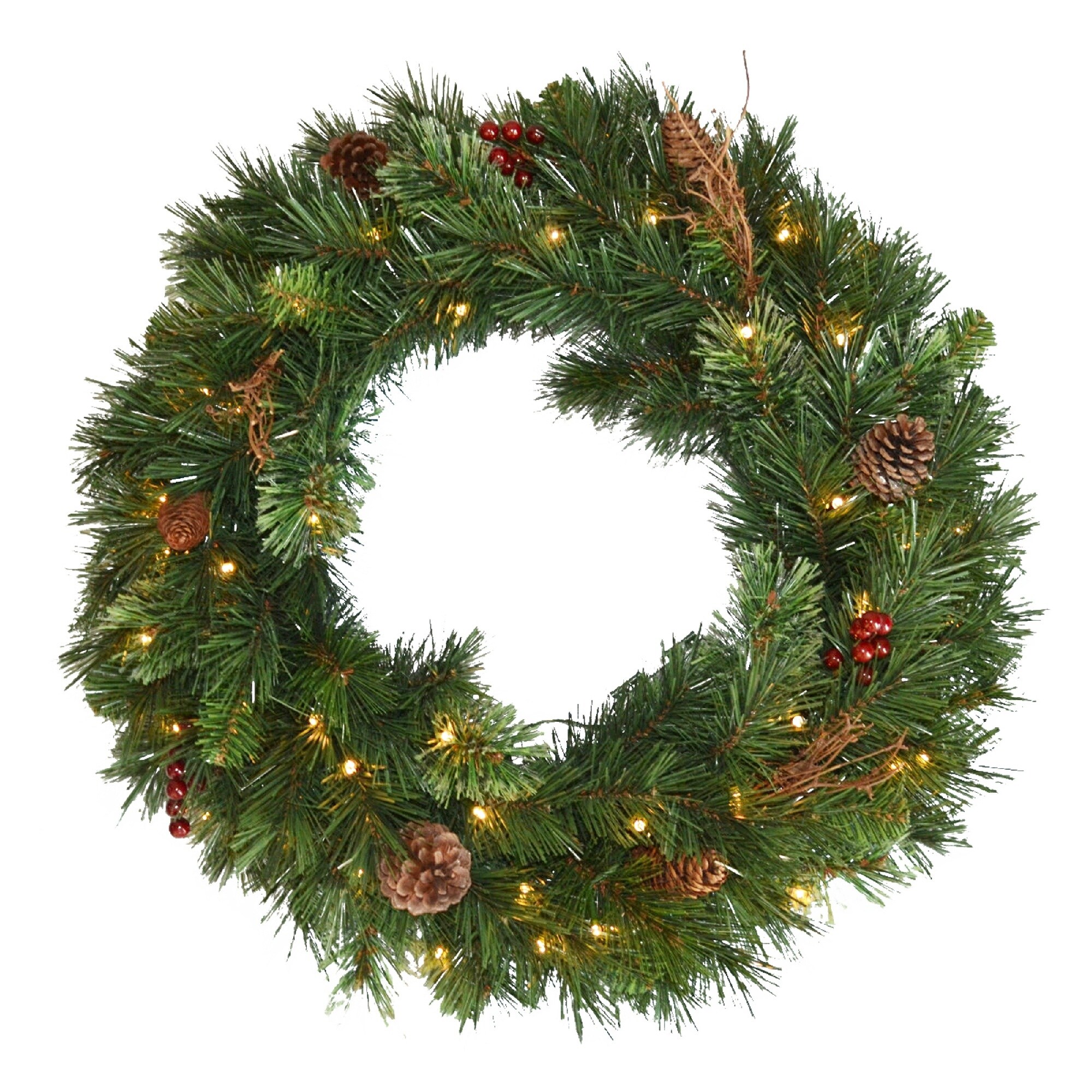 Shop 36 Glistening Pine Artificial Christmas Wreath With Battery