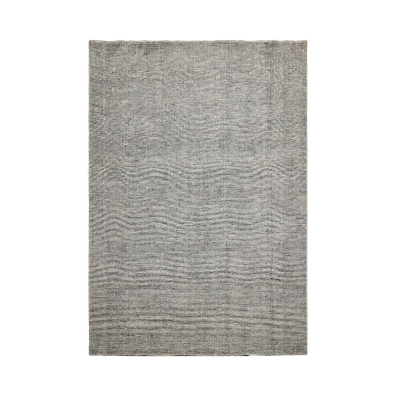 LoomBloom Hand Knotted Beige Wool Area Rug with Modern Ribbed Design - 5' 3'' x 7' 7''