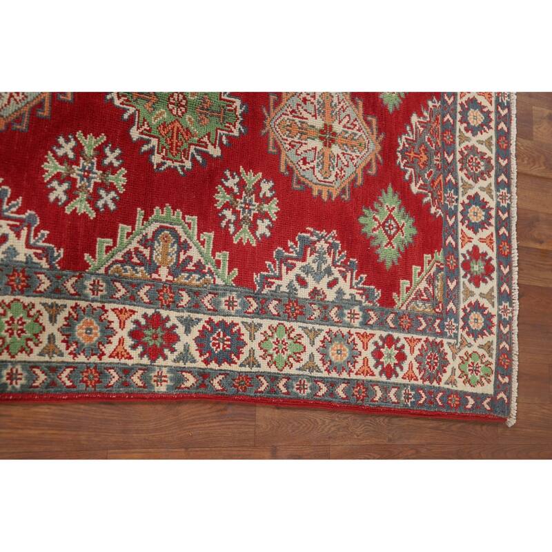 Red Kazak Foyer Rug Handmade Oriental Wool Carpet - 3'4" x 4'11"