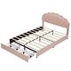 preview thumbnail 6 of 5, Full Size Upholstered Smart LED Bed Frame with 2 Storage Drawers and Chic Double Petal Headboard