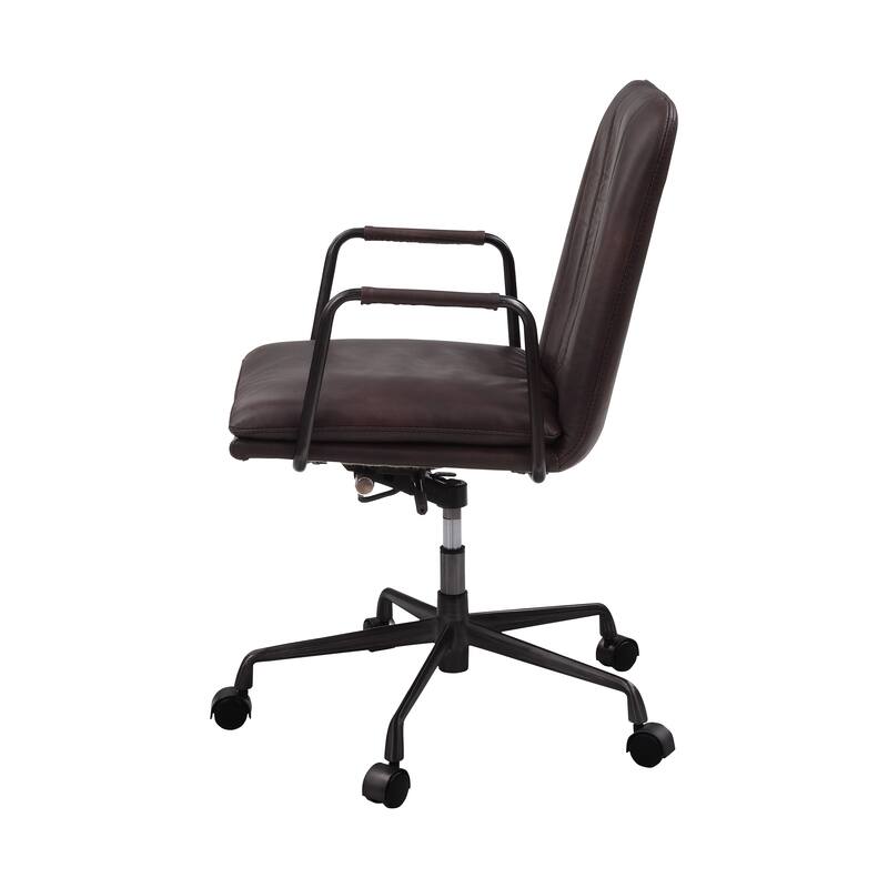 Retro Grain Leather Office Chair with Adjustable Height, Upholstered