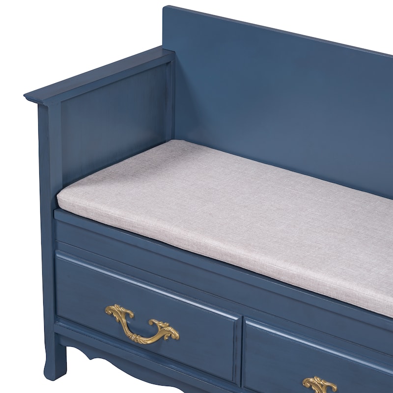 Shoe Bench with Removable Cushion & Hidden Storage
