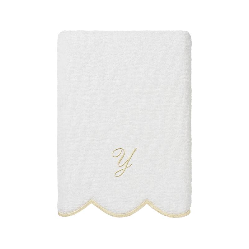 Authentic Hotel and Spa 100% Turkish Cotton Beige ADORNIA Scallop Personalized 3 Piece Towel Set - 3 Piece Set