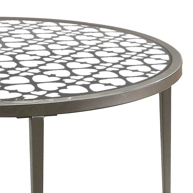 Round Glass Top Coffee Table with X Support Metal Base, Silver