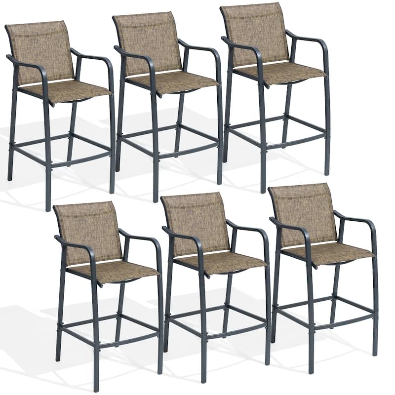 Lightweight Bar Height Barstools Outdoor Bar Stools Patio Bar Chairs - 21.3" W x 22.5" D x 44" H - Earth - 6PC