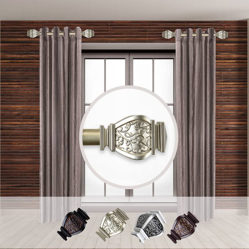 Side Curtain Rod Set - 12-20 Inch Steel Rod with Finials - 2 Rods, 3.5" W - Home Decor - 20