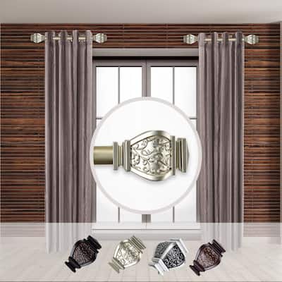 Side Curtain Rod Set - 12-20 Inch Steel Rod with Finials - 2 Rods, 3.5" W - Home Decor - 20