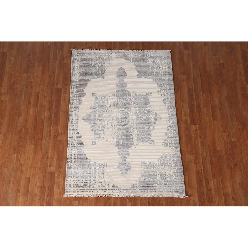 Contemporary / Abstract Accent Rug Handmade Wool Carpet - 3'11"x 5'8"