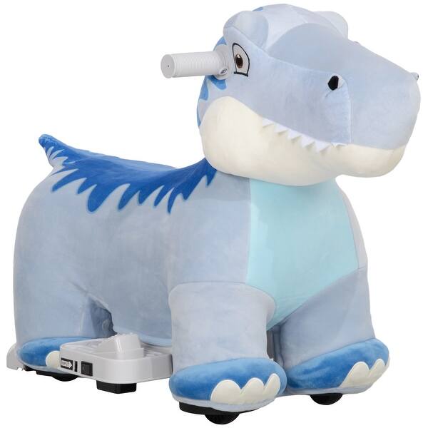 slide 2 of 10, Tyrannosaur-Shaped 6V Electric Ride-On Toy with Music, PU Wheels, and Safe Speed Control Blue