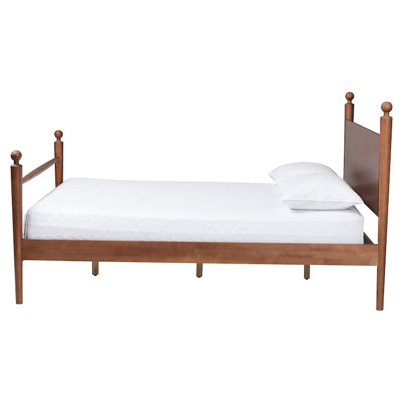 Gianetta Wood Platform Bed - Traditional Poster Bed Frame with Panel Headboard and Low Profile Footboard