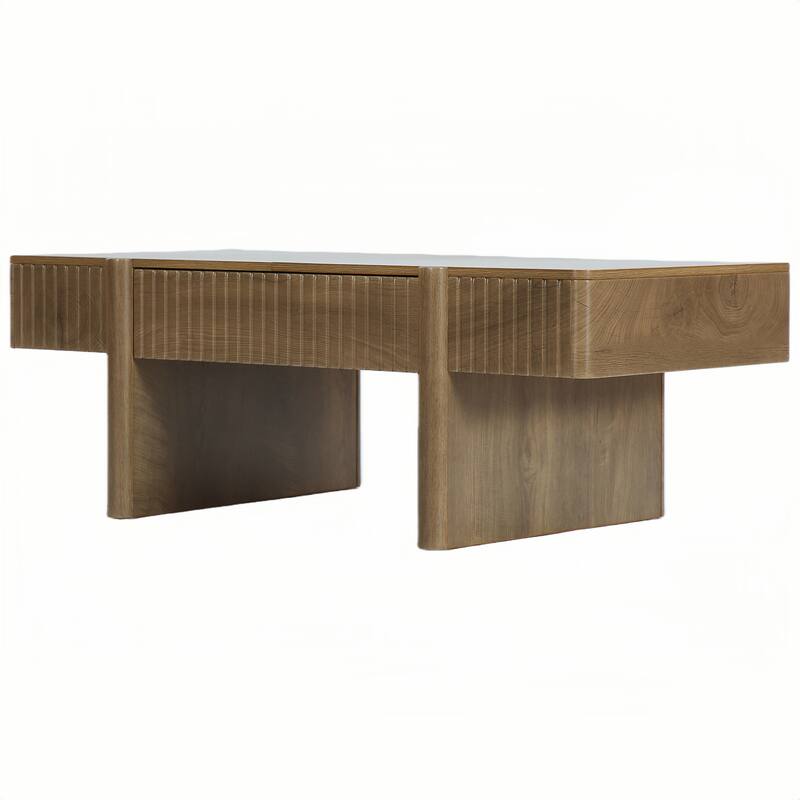 47" Wood Coffee Table with 2 Storage Drawers, Rectangular Living Room Table