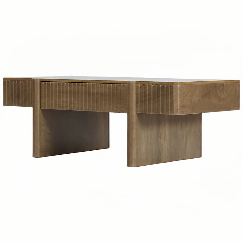 47.24" Rectangular Wood Coffee Table With 2 Storage Drawers For Living Room