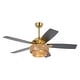 preview thumbnail 17 of 18, 52" Farmhouse Natural Rope Reversible 5-Blade Gold Ceiling Fan with Remote