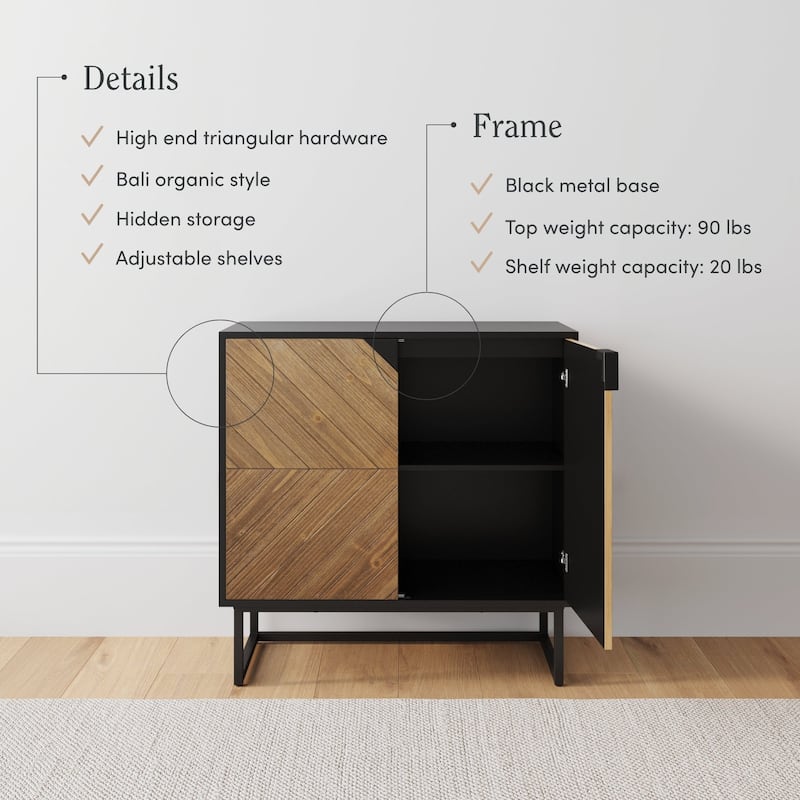 Nathan James Enloe Rustic Doors Metal Base Free Standing Modern Storage Cabinet for Entryway