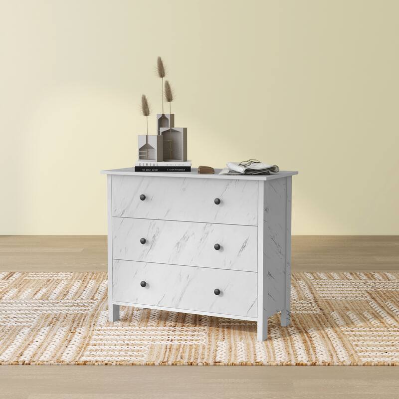 DH BASIC Transitional 34-inch Wide 3-Drawer Neutral Youth Dresser by Denhour