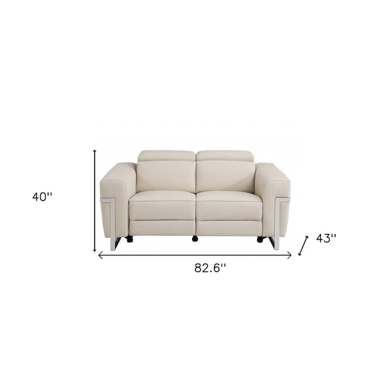 HomeRoots Two Piece Indoor Beige Italian Leather Five Person Seating Set