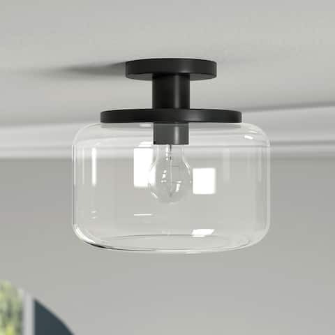 Tatum 11" Wide Semi Flush Mount with Glass Shade