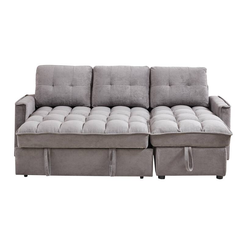 78.75" Chenille L-Shaped Reclining Sofa Bed with USB-C Charging, Storage and Arm Organizer