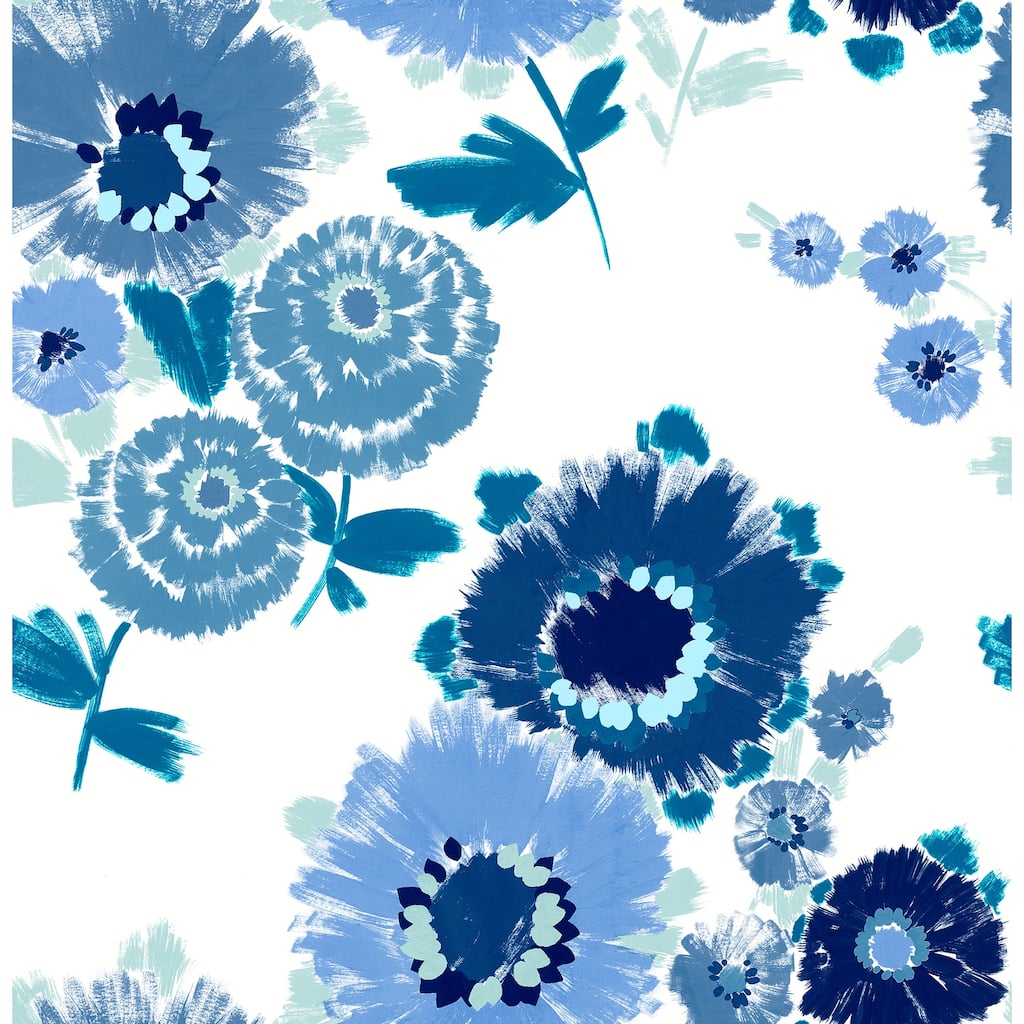 A-Street Prints Essie Blue Painterly Floral Wallpaper