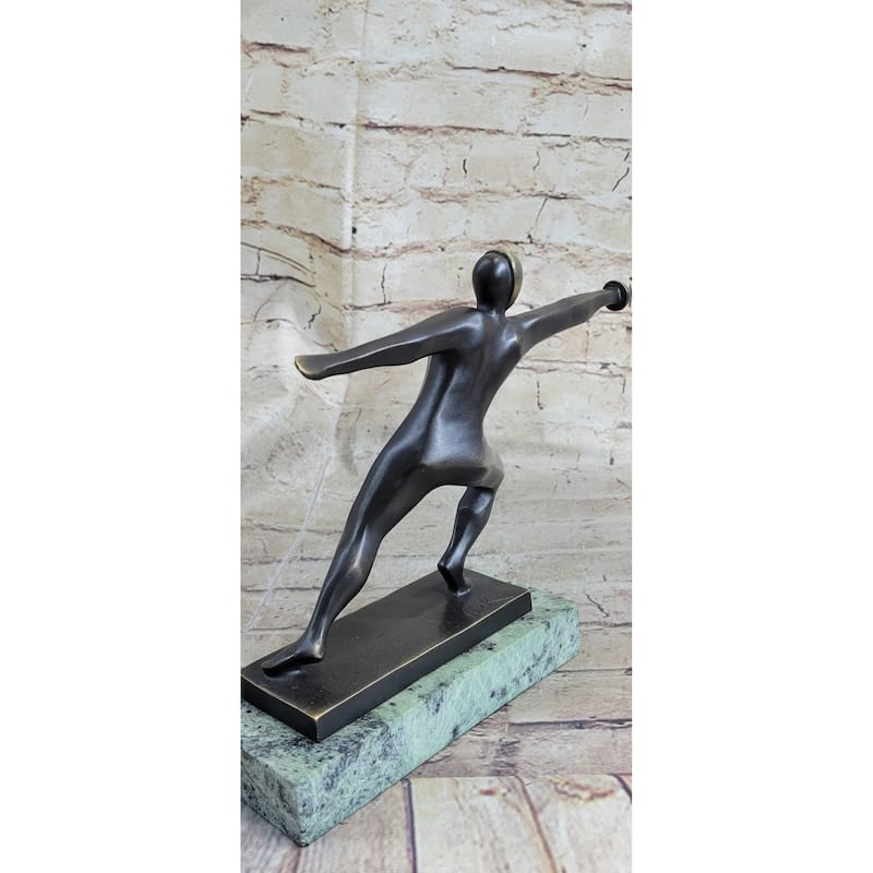 Fencing Fencer Bronze Metal Figurine Statue Sculpture Trophy Collectible 8 Inches X 13 Inches