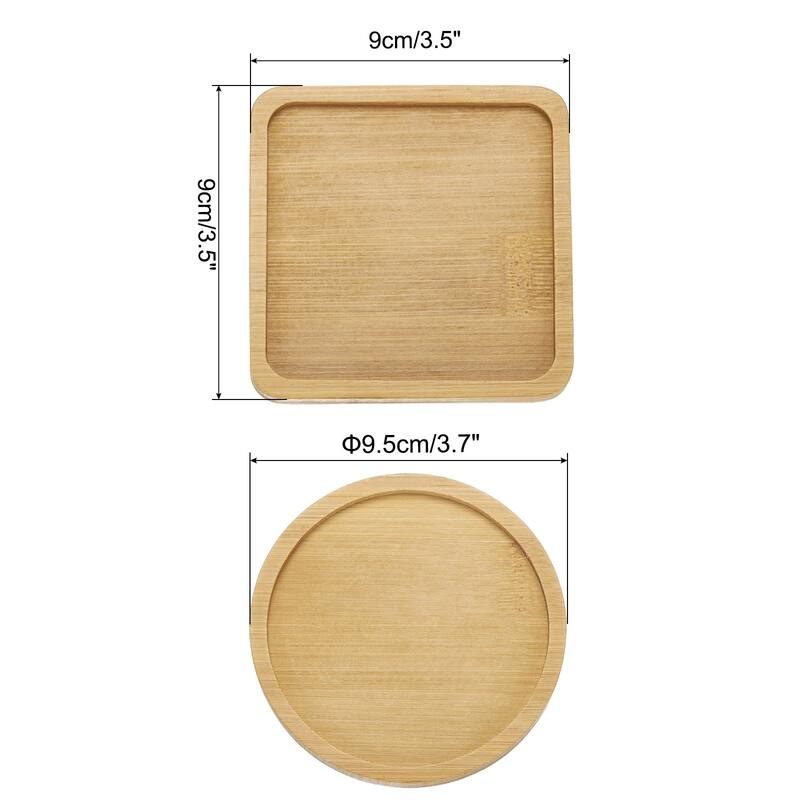 Bamboo Coaster Natural Wooden Drink Coasters Round And Square - Wood color - Wood color
