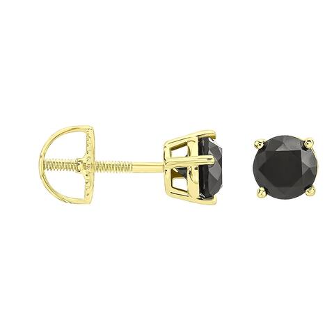 Prism Jewel 1-1/4 Ctw to 2 Ctw Black Diamond Solitaire Stud Earrings for Women