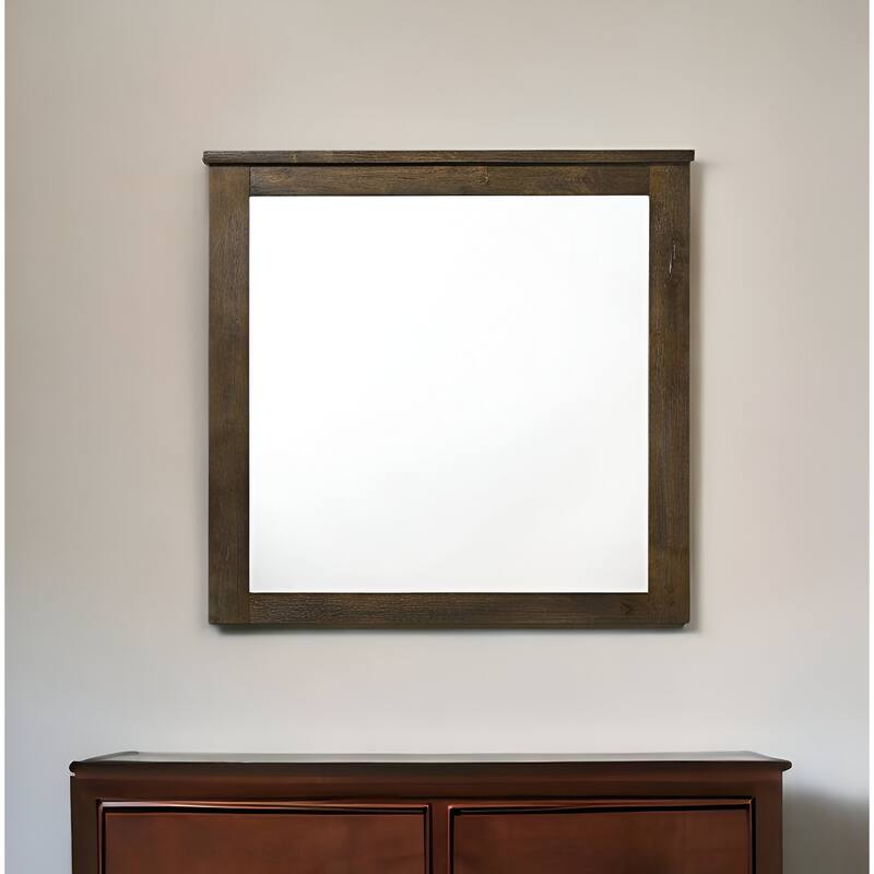 HomeRoots 40" Square Wood Framed Mounted Dresser Mirror - 41' X '40' X '1 - 41' X '40' X '1