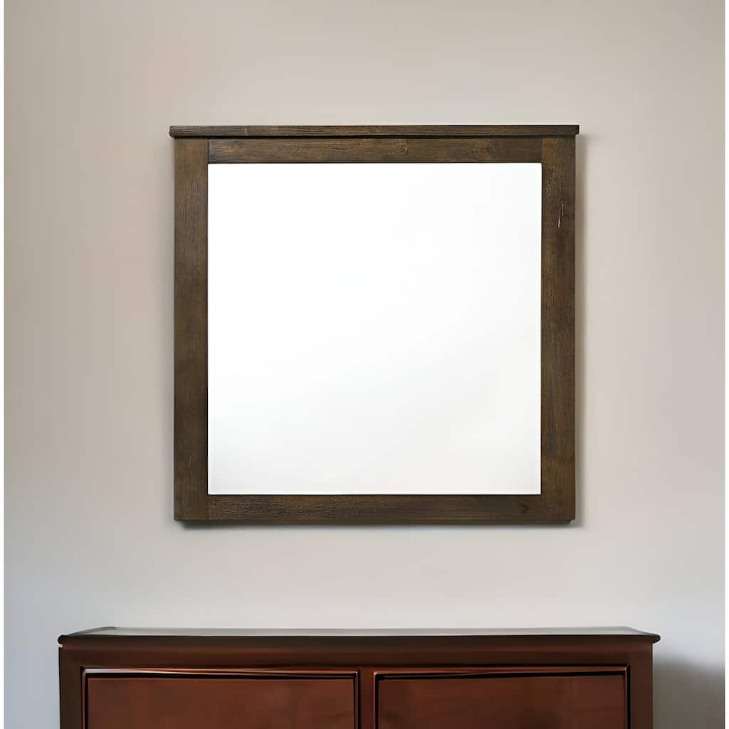HomeRoots 40" Square Wood Framed Mounted Dresser Mirror - 41' X '40' X '1