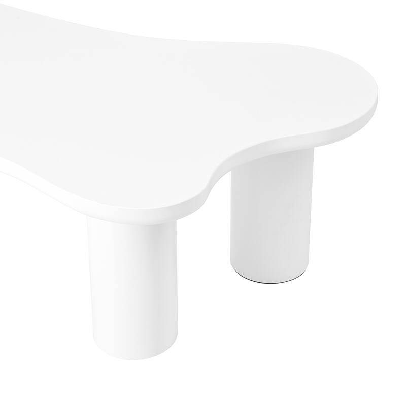 44" Modern Cloud Coffee Table with 1.5" Thick Tabletop, 3 Sturdy Legs and Round Edge