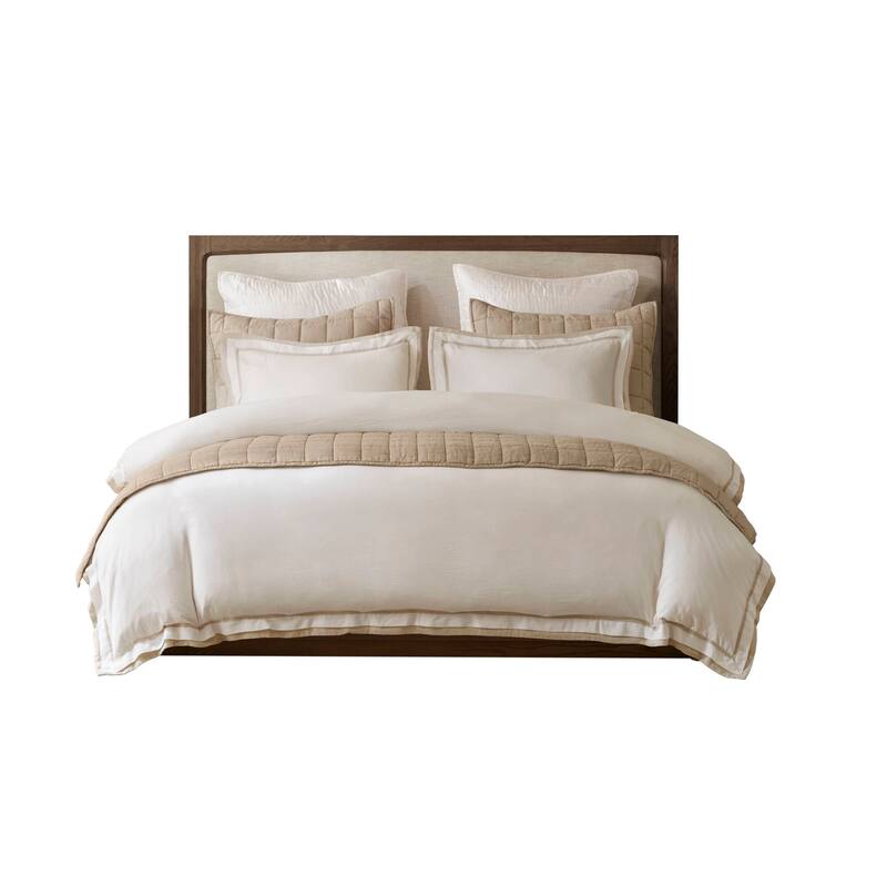 Harbor House Linen Blend Double Flange Duvet Cover Set