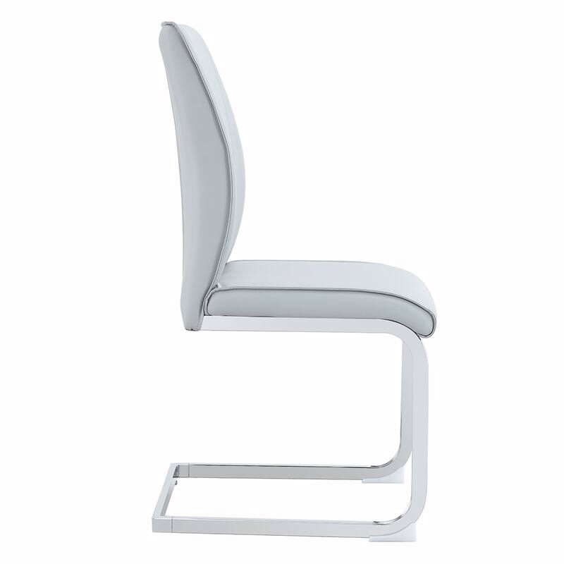 2PCS PU Meterial Dining Chairs With Metal Legs