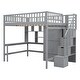 preview thumbnail 28 of 32, 72"H Storage Staircase Loft Bed with Desk,Bookshelf,Fence& Wardrobe, Full Size