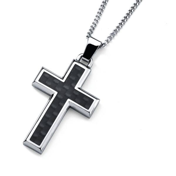 Cnebo Men Cross Pendant Stainless Steel Necklace Unisex Silver Plated Chain Necklace Choker Jewelry Brithday Gift